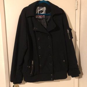 Hot Kiss Black Pea Coat Jacket